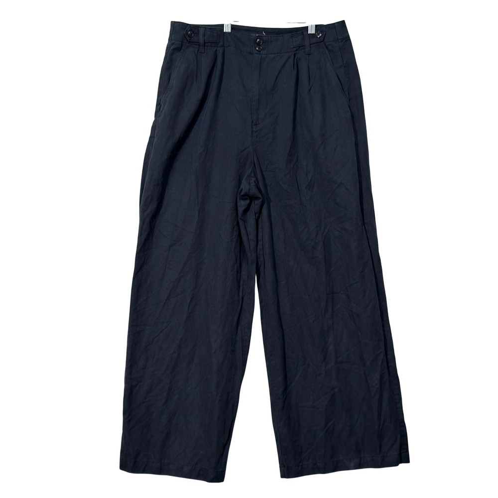Madewell The Harlow Wide Leg Pant Womens 14 Black Pleated High Rise